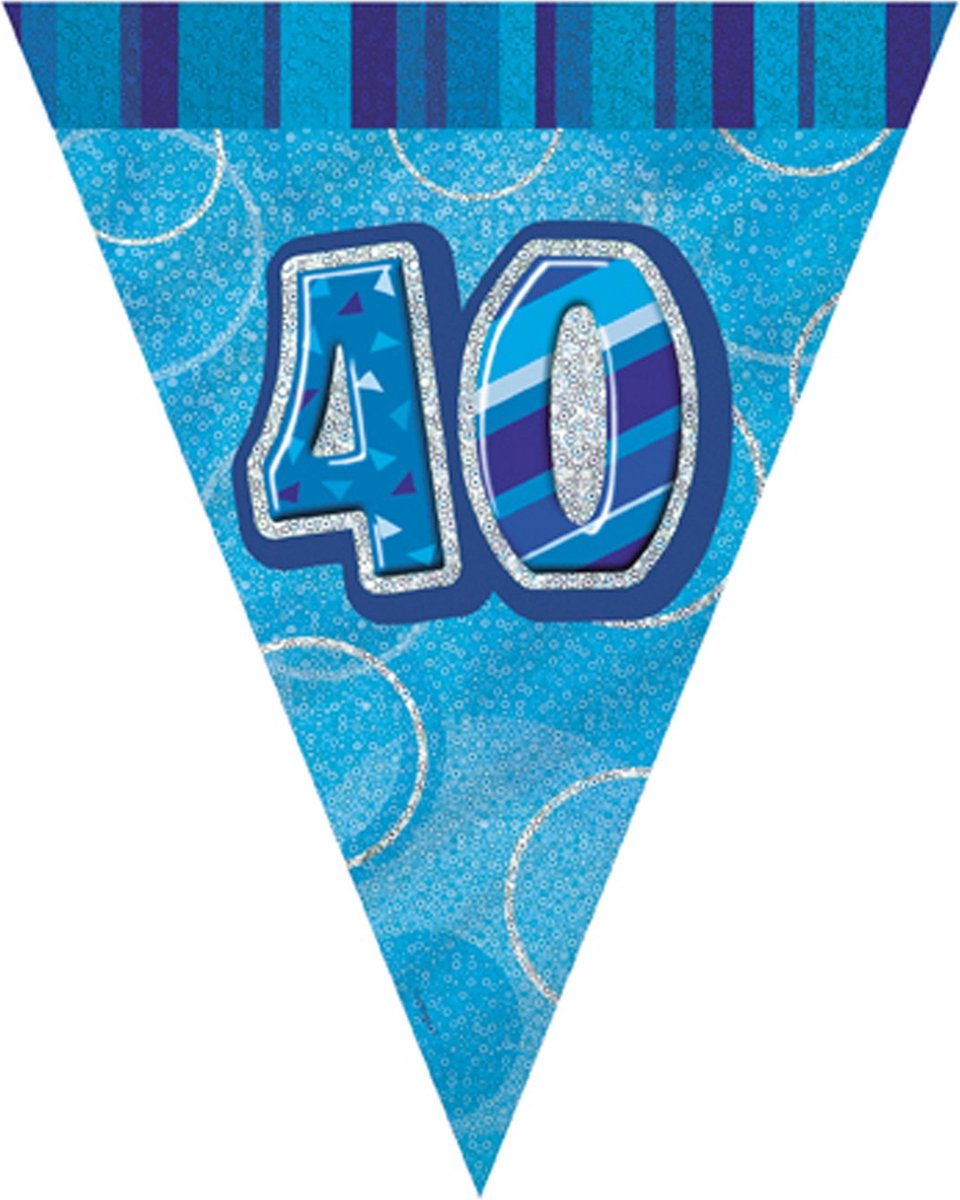 UNIQUE - Blauwe 40 jaar verjaardagsslinger - Decoratie > Slingers en hangdecoraties